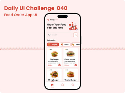 Challenge #040 - Food Order App UI | Daily UI appinterface cleandesign dailyui designshowcase dribbblecommunity foodappui fooddeliveryui foodorderapp foodui interactivedesign minimaldesign mobileappdesign mobileux modernui pastelaesthetic productdesign uichallenge uiux userinterfacedesign uxdesign