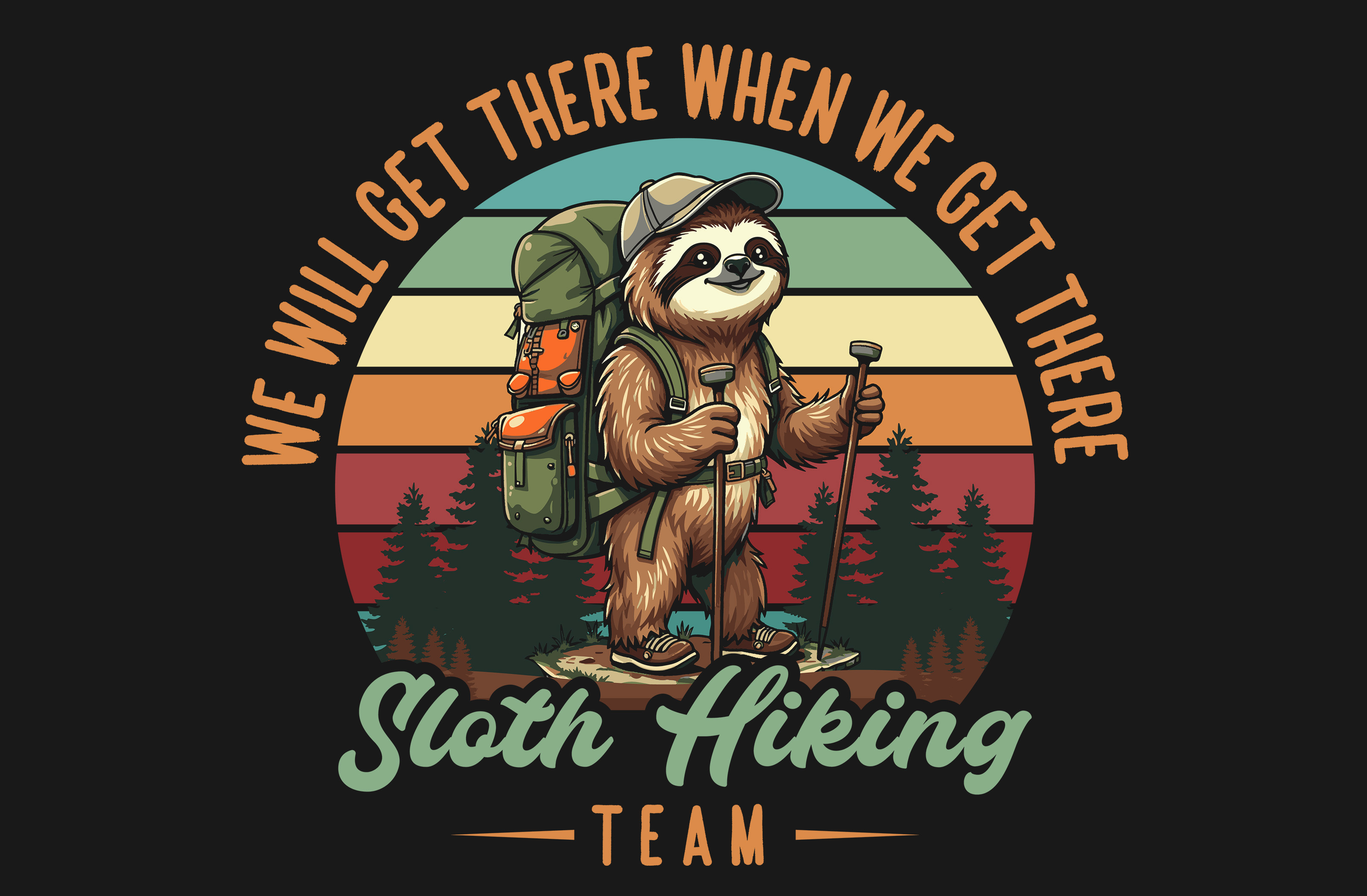Sloth Hiking Team create a t shirt design free