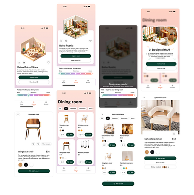 AI powered interior design app ai branding design illustration mobile typography ui