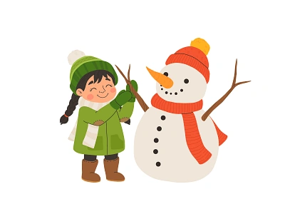 Snowman cartoon character christmas concept cute design flat girl illustration snow snowman vector winter xmas