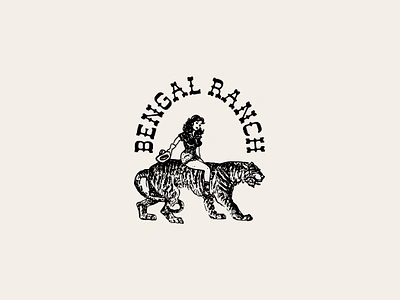 Bengal Ranch vintage logo animal branding cosmodrome art cowboy design girl graphic design illustration logo logofolio malina cosmica portfolio ranch retro sale tiger vector vintage west western