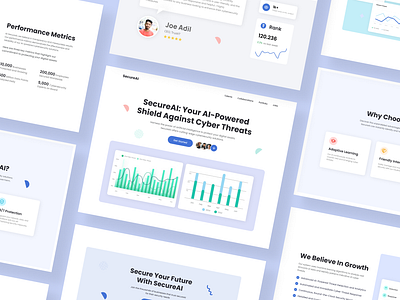 SecureAI || Cyber Security Service cyber data design detection landing page minimal modern protection security spam threats ui web design website