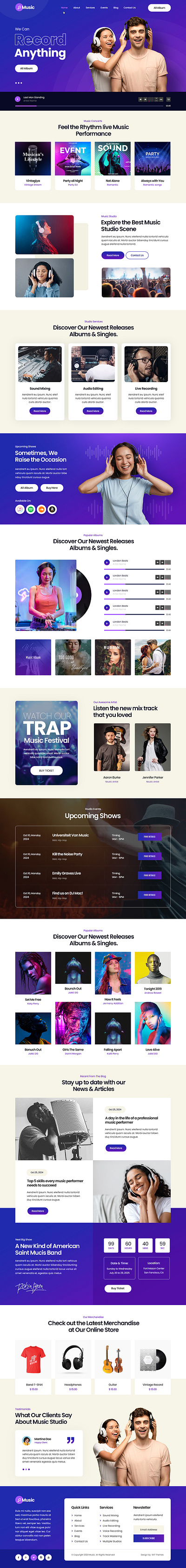 Melody - Music Studio WordPress Theme branding design graphic design illustration music musicwordpresstheme theme design ui website builder wordpress design wordpress development wordpress template wordpress theme wordpressmusictheme