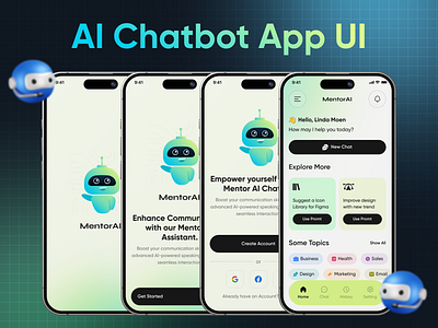 AI Chatbot App UI 3d animation branding graphic design logo motion graphics ui