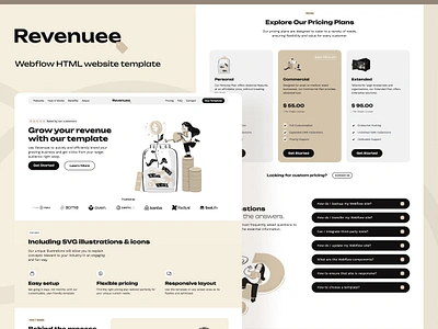 Revenuee - Marketing Landing Page Webflow Template campaign landing page flat illustration landing page landing page template marketing omnichannel product illustration revenue saas sales tech vector web design webflow webflow template