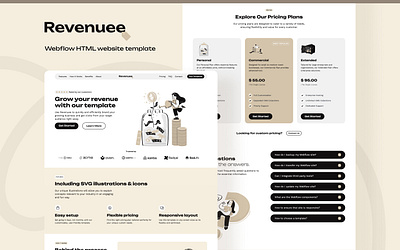 Revenuee - Marketing Landing Page Webflow Template campaign landing page flat illustration landing page landing page template marketing omnichannel product illustration revenue saas sales tech vector web design webflow webflow template