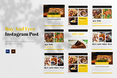 Buy and Free Social Media Post advertising banner buy and free buy and free social media post facebook food instagram post promotions social social media post stories tasty template