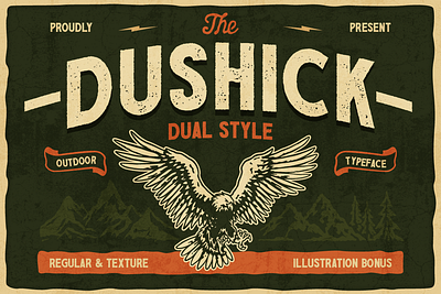 Dushick adventure font bold font branding camping font custom font distressed font duo font editorial font font font design font style hiking font lettering logo font outdoor font rugged font texture font typeface typography zoo