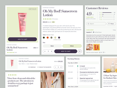 Cosmetics E-commerce UI Kit Components card component components cosmetic e commerce ecommerce figma plugin library nucleus online shop plugin product shop skincare ui components ui kit