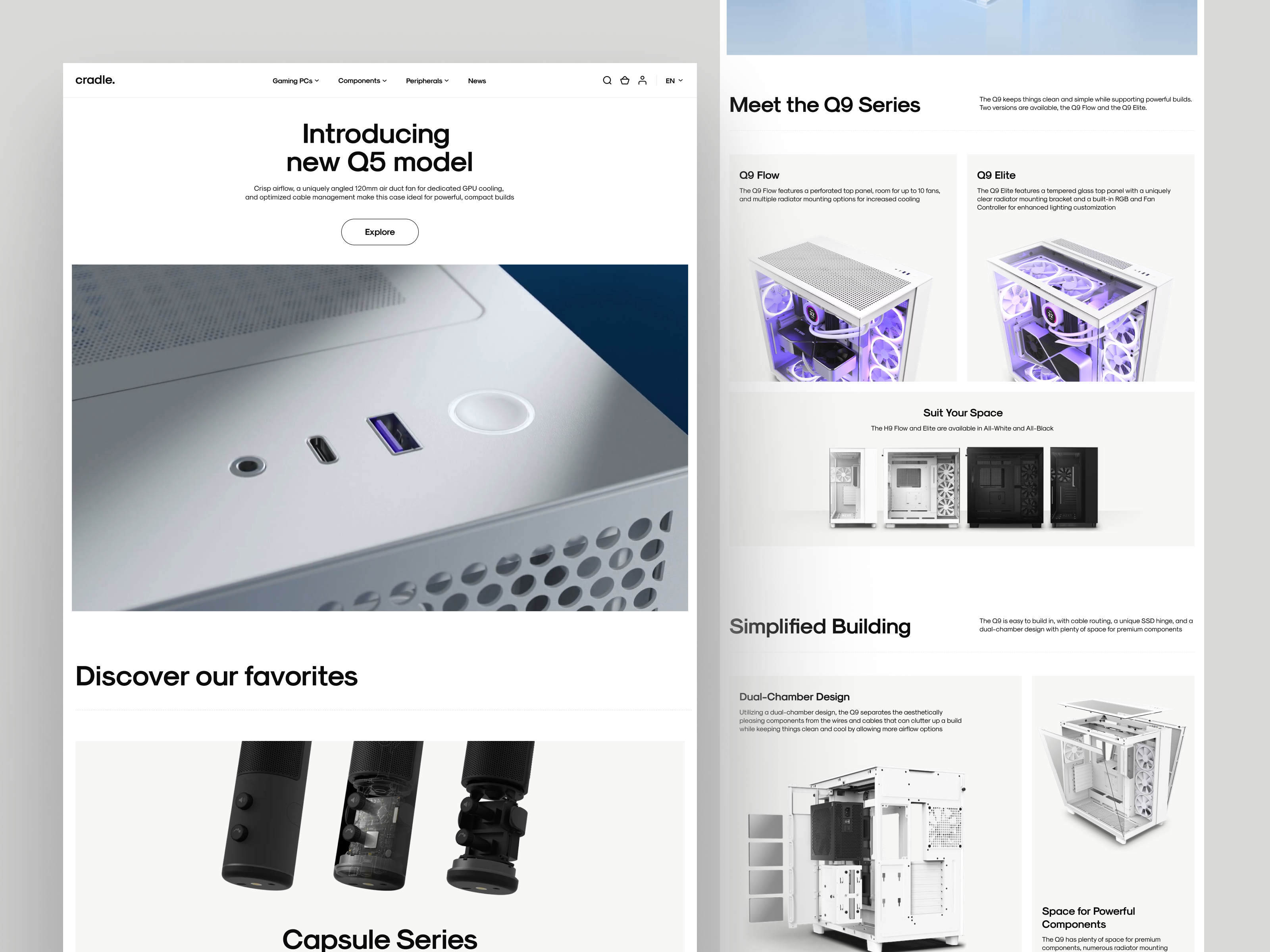 cradle. - E-commerce PC Hardware & Peripherals Website clean e commerce ecommerce hardware landing page marketplace modern online store pc peripherals shop ui ux web web design