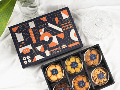 JAWARA - Cookies Gift Box Design bakery box design box design cookies box design geometric illustration graphic design illustration packaging packaging design