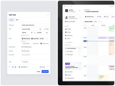 Schedio - Tasks and AI scheduling calendar component dashboard design notion saas schedule ui uidesign ux uxdesign website