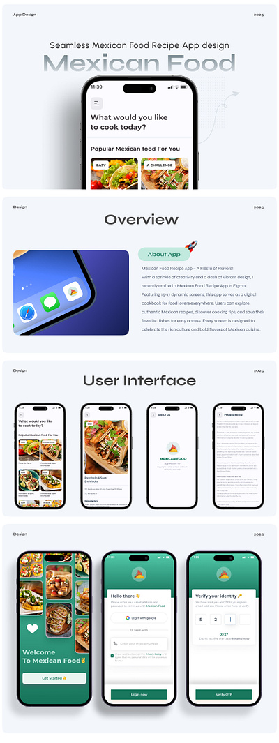 🌮 Mexican Food Recipe App – A Fiesta of Flavors! 🎉 app design branding cook cooking creativity design featuring figma food food making food recipe graphic design inventory light them logo mexican recipe ui ux vibrant design