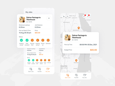 Dliver - Cargo Delivery App UX Design app delivery design light map tracking ui ux