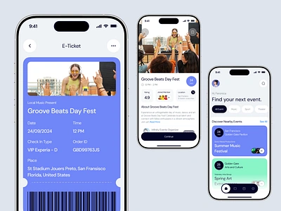 Eventra - Event Ticket Mobile App Design Template event ticket mobile mobile app mobile app template ticketing app ui design