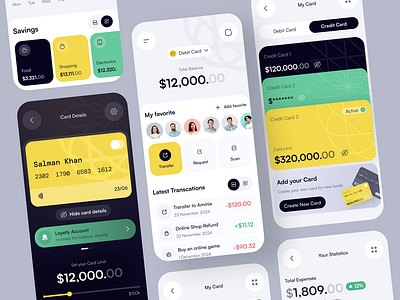 Credit Cards Finance App UX Design app card design finance light money ui ux