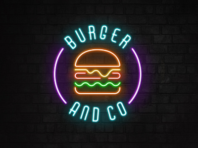 Burger & Co - Restaurant Neon Logo branding burger logo design graphic design logo logo design neon logo restaurant logo