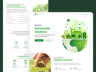 Green Pepper Invest - Website Homepage UX Design design finance home page invest landing page light money ui ux website