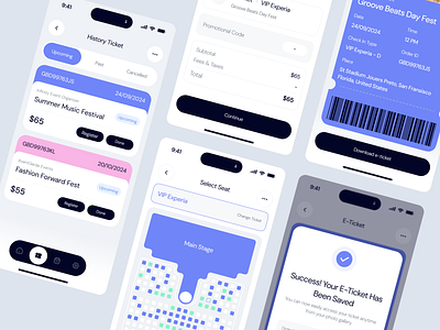 Eventra - Event Ticket Mobile App Design Template - Book event book an event event ticket mobile mobile app template ticketing app ui design ui design template ui kit