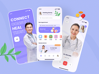 Doctor Consultation - Mobile App Design appointment booking doctor consultation health tracker healthcare app medical dashboard medical ui mobile app design mobile healthcare ui design ui inspiration