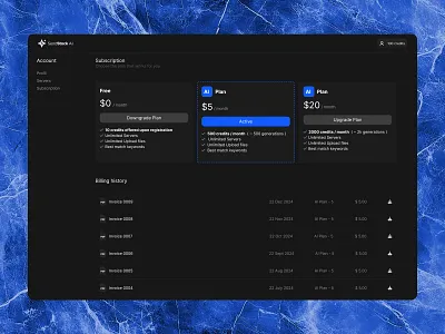 Plans & billing settings - SendStock AI app billing graphic design plans saas settings ui ui design user interface