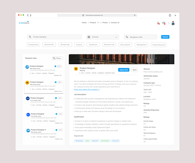 Job details page for internshala exploration figma ui ux