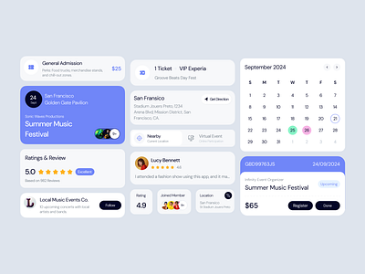 Eventra - Event Ticket Mobile App Design Template - Components book an event design systems event ticket mobile mobile app template ticketing app ui components ui design ui kit