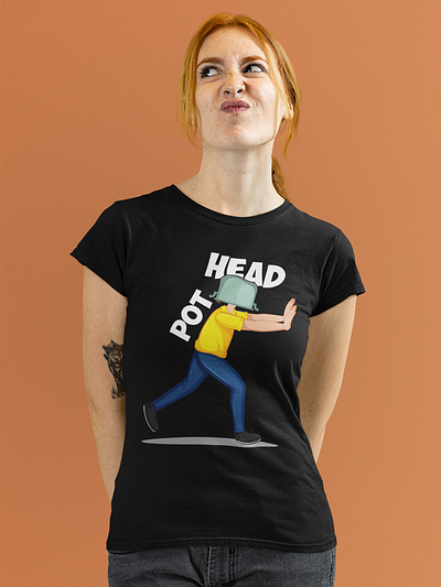 Pot Head T-Shirt Design active shirt branding clothing custom t shirt design funny t shirt design graphic design humorous illustration logo logo design merch by amazon motion graphics pod design pot head print on demand shirt t shirt design t shirt graphic tshirt