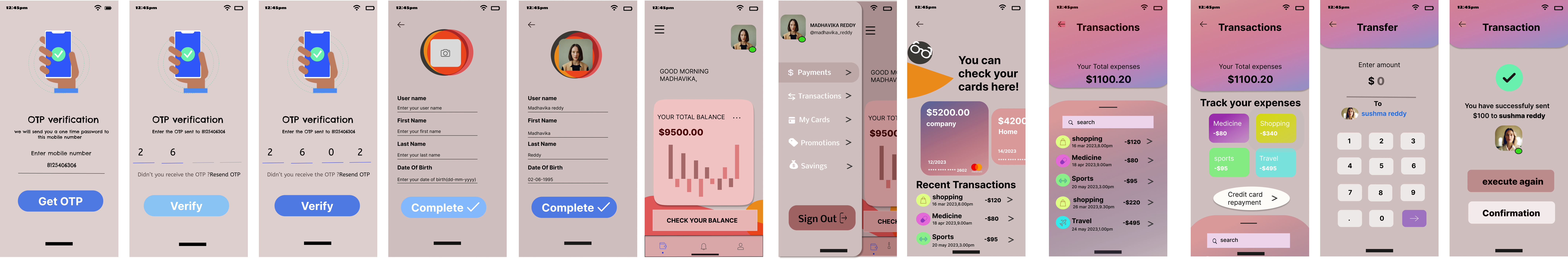 Finance Tracking app - Mobile Application Design app branding design illustration logo typography ui ux wireframe