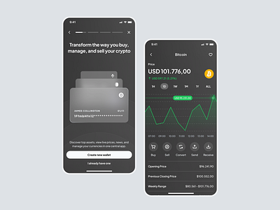 Crypto Wallet App - UI Exploration app black crypto design finance minimalist mobile mobile design ui ux wallet web3