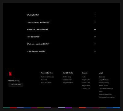 Netflix Footer design graphic design landingpage ui ux