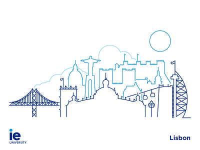 Lisbon skyline for IE University flat ie illustration illustrator line lisbon minimal skyline university