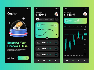 Financial Mobile app btc trading crypto app crypto mobile app dashboard app financial financial app financial mobile app profile page profit app smooth app solana solana meme technical analysis app trading app welcome screens