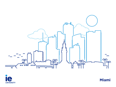 Miami skyline for IE University city flat florida ie illustration illustrator miami minimal skyline university