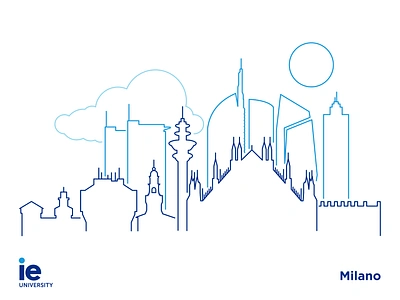 Milano skyline for IE University flat ie illustration illustrator italy milano minimal skyline university