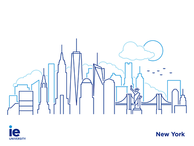 New York skyline for IE University cityskyline flat ie illustration illustrator new york ny nyc skyline university