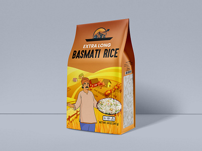 Basmati Rice Pouch Bag Design bag basmati box branding business identity food graphic design jasmine rice label label design marketing pack package packaging packet pouch rice bag standup transparent vacuum