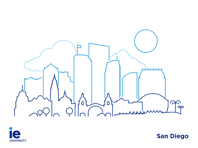 San Diego skyline for IE University california flat ie illustration illustrator minimal san diego skyline university