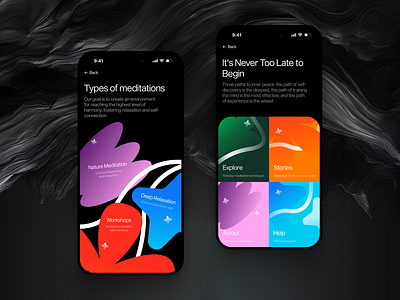 Meditations App UX Design - Dark Mode app dark design meditation spiritual ui ux