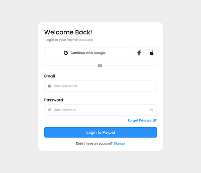 Login page Paypal figma icons ui ux