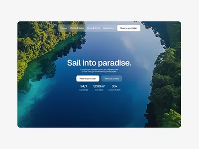 Cruise hero header blue clean cruise design figma header hero minimalist nature paradise river ui ui design ux water