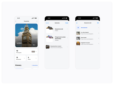 TravelWith - Travel app / Bookmarks app design bookmarks clean design home screen ios ios app minimal mobile app modern travel travel app ui ux