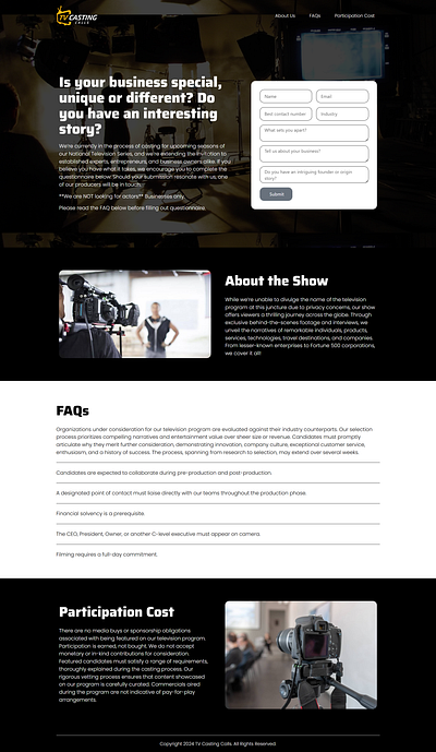 TV Casting Calls design ui website website design website development