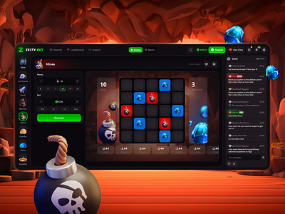 Zesty Game - Online Casino betting blockchain branding casino website crash crypto gambling game game ui gaming mines online casino slots ui ui ux ux web design