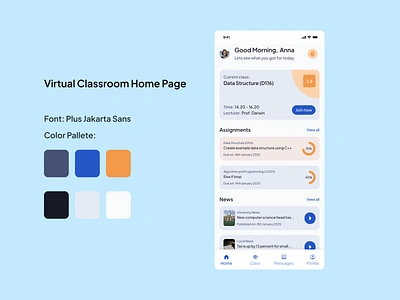 Virtual Classroom Page app branding class classroom design figma google icons learn material mobile app mobile design photoshop school score student study ui ux virtual