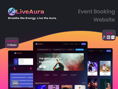 LIVEAURA- Event Booking Website ui ui design uiux web web design website