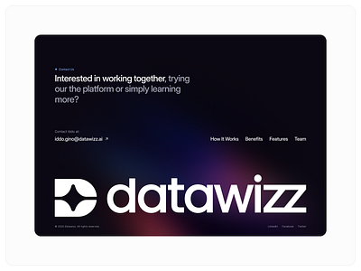 Datawizz.ai - Footer design ai startup ai website clean design footer footer design framer framer design framer website landing page minimal modern startup ui ui design ux web design website website design