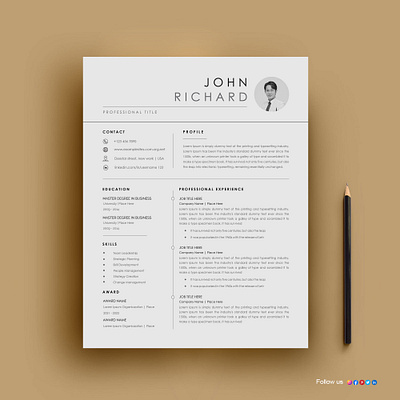 Resume Template MS Word CV Template Professional job search success