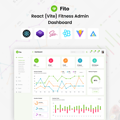 Fito - React (Vite) Fitness Admin Dashboard Template branding creative design illustration logo product design template ui uiux website