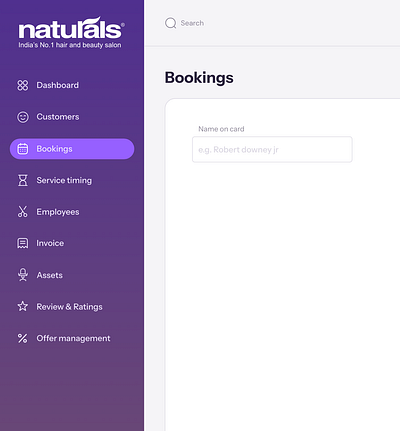 Naturals admin panel
